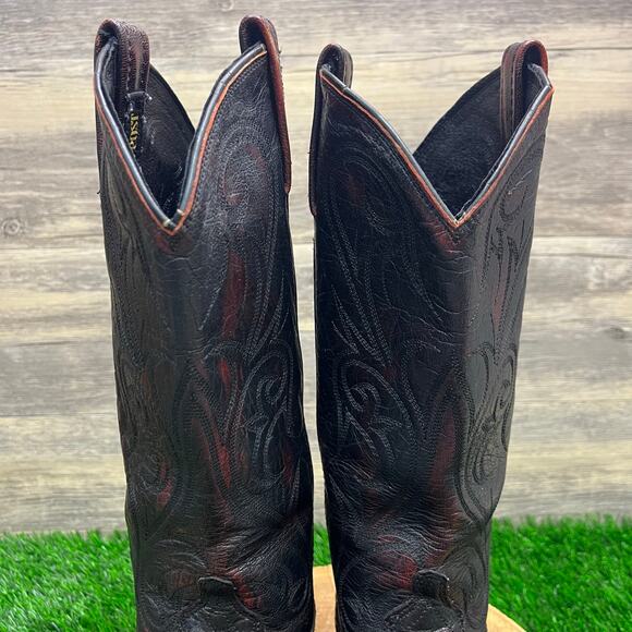 Dan Post Women - Size 8M - Vintage Black Cherry Lizard Cowboy Boots 14045 - Picture 3 of 12